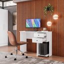 Ver imagem 2 de Mesa Escrivaninha Retangular 2 Gavetas MDF 100cm Branco Qmovi