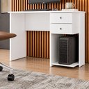 Ver imagem 3 de Mesa Escrivaninha Retangular 2 Gavetas MDF 100cm Branco Qmovi
