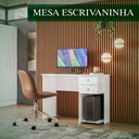 Ver imagem 5 de Mesa Escrivaninha Retangular 2 Gavetas MDF 100cm Branco Qmovi