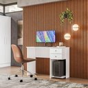 Ver imagem 4 de Mesa Escrivaninha Retangular 2 Gavetas MDF 100cm Branco Qmovi