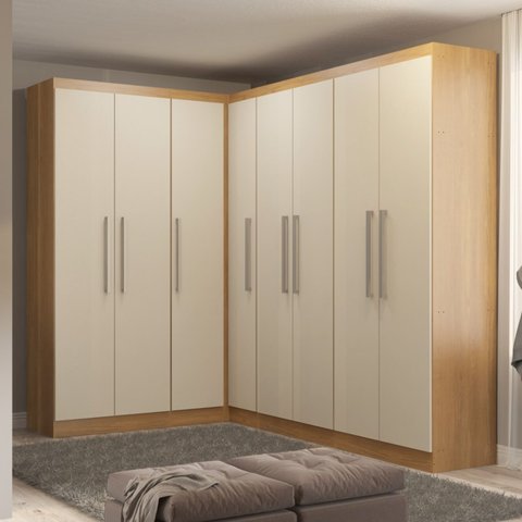 Conjunto Guarda Roupas de Canto 245cm x 160cm 5 Peças Selene Soluzione Móveis