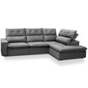 Ver imagem 1 de Sofá 3 Lugares Retrátil Reclinável Chaise Direito 258cm Bergen F04 Veludo Grafite - Lyam Decor