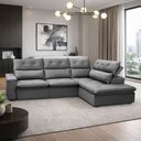 Ver imagem 3 de Sofá 3 Lugares Retrátil Reclinável Chaise Direito 258cm Bergen F04 Veludo Grafite - Lyam Decor