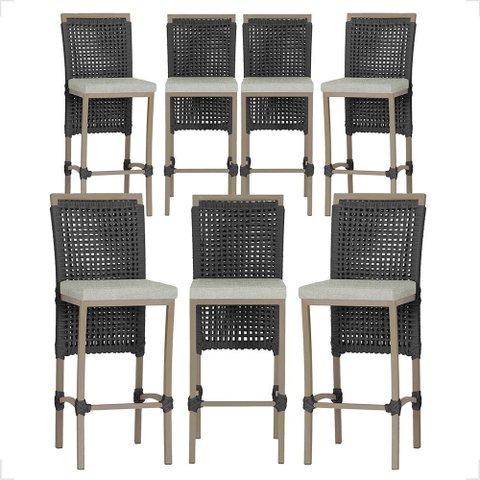 7 Banqueta em Alumínio Roma Fendi Corda Náutica Tecido 3