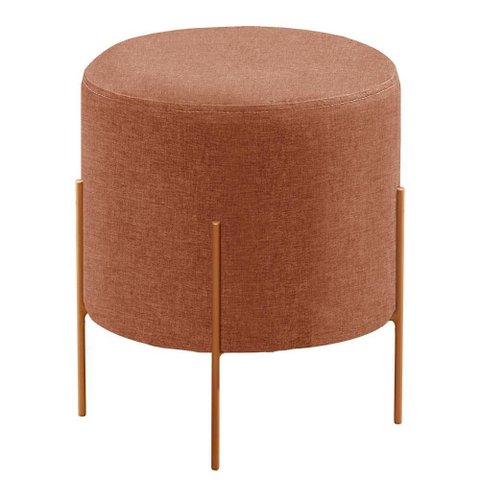 Puff Banqueta Odim Luxo Base Bronze Castellar Móbile Linho Terracota