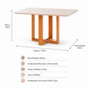 Ver imagem 5 de Sala de Jantar 4 Lugares 1.20x0.80 Mesa e Cadeiras Madeira Maciça Linho Creme Telinha Rattan Móveis