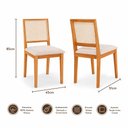 Ver imagem 4 de Sala de Jantar 4 Lugares 1.20x0.80 Mesa e Cadeiras Madeira Maciça Linho Creme Telinha Rattan Móveis
