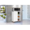 Ver imagem 1 de Balcão / Fruteira Cris com 1 Porta + 1 Gaveta Estilo Retrô com Pés em Madeira Cor Branco Rm