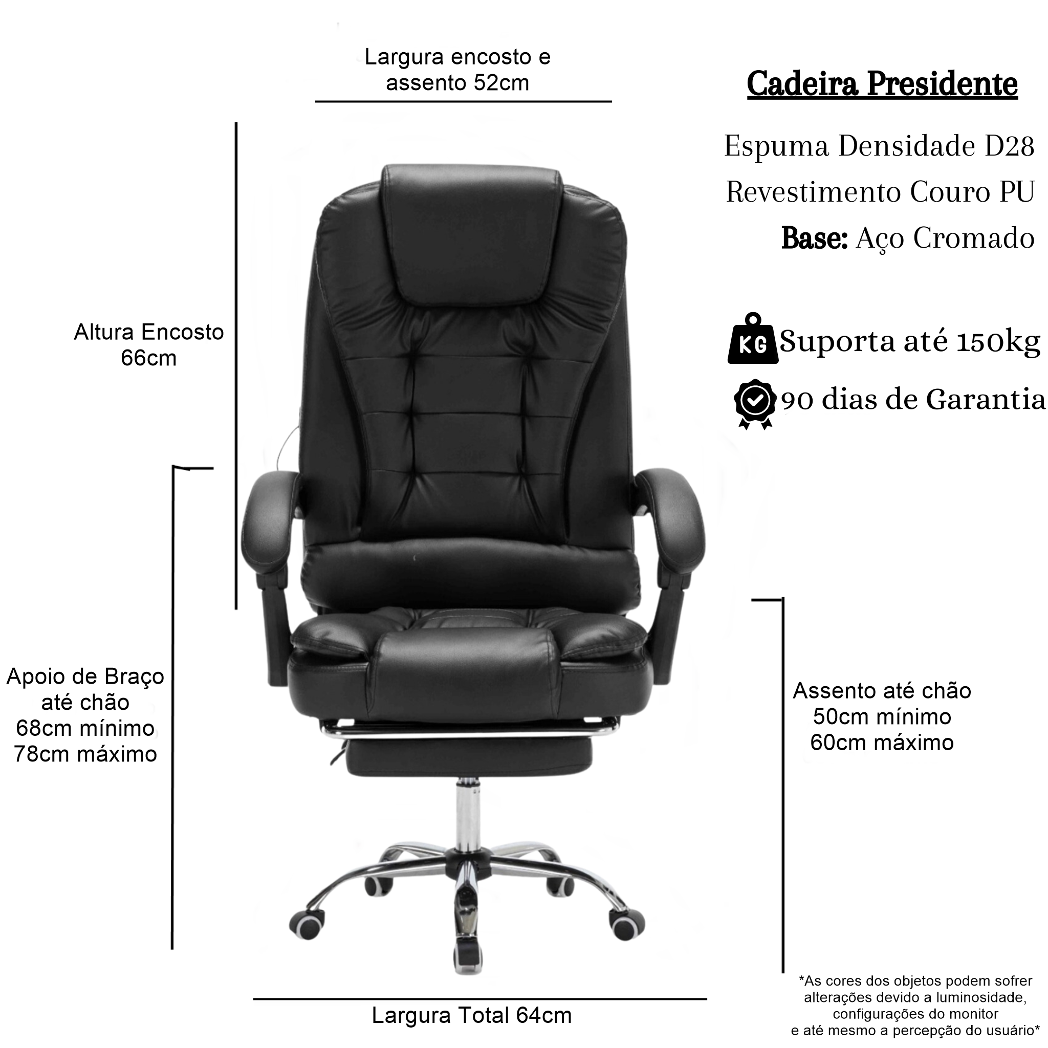 Cadeiras Presidente Altura Regulável com Massagem - 4