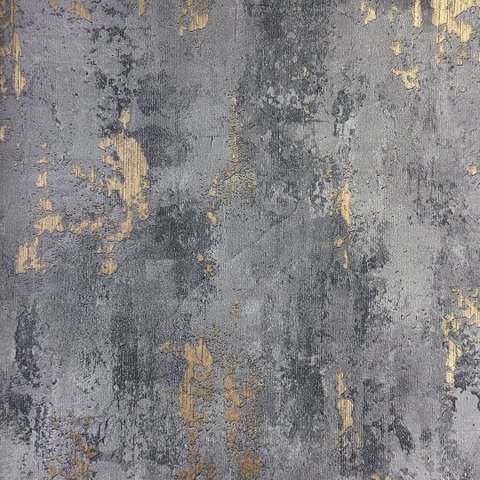 Papel de Parede Efeito Manchado Cinza com Brilho Dourado+ Cola Inclusa