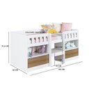 Ver imagem 3 de Cama Infantil com Grades de Proteção 193cm 2 Portas e Nichos Cor:mel