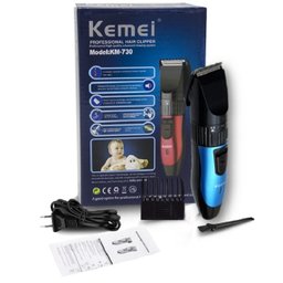 Máquina de Cortar Cabelo Barba Bigode Recarregável KM-730 Azul - 1 Máquina de Cortar Cabelo Barba Bigode Recarregável KM-730 Azul - 1