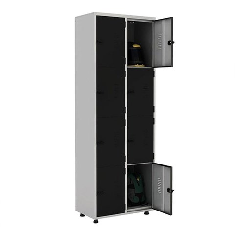 Armário Roupeiro Aço 8 Portas Guarda Volume Ea702 Preto