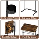 Ver imagem 5 de Mesa Lateral Multiuso para Notebook com Cesto e Porta-copos Preto