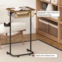 Ver imagem 6 de Mesa Lateral Multiuso para Notebook com Cesto e Porta-copos Preto