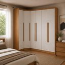 Ver imagem 1 de Guarda Roupa de Canto Safira 6 Portas de Bater 6 Gavetas MDF Cumaru-Fendi 371cm