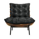 Ver imagem 2 de Kit 2 Poltronas Costela Couríssimo Preto Base de Metal - D'Rossi