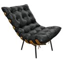 Ver imagem 3 de Kit 2 Poltronas Costela Couríssimo Preto Base de Metal - D'Rossi