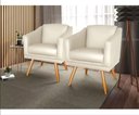 Ver imagem 1 de Kit 2 Poltronas para Sala Recepção Escritório Consultório Suede Bege
