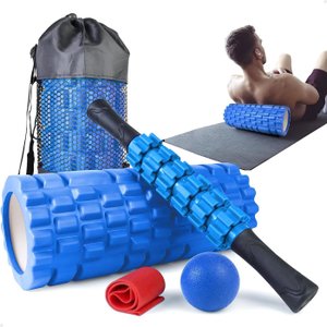 Kit Completo 4x1 Rolo de Massagem Bastão Miosfascial Bola