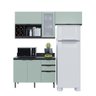 Cozinha Modulada Esmeralda Aéreo e Balcão 200cm Porta Vidro Cor:lunar com Verde Mar - 4