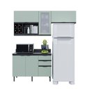 Ver imagem 4 de Cozinha Modulada Esmeralda Aéreo e Balcão 200cm Porta Vidro Cor:lunar com Verde Mar