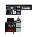 Ver imagem 7 de Cozinha Modulada Esmeralda Aéreo e Balcão 200cm Porta Vidro Cor:lunar com Verde Mar