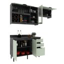 Ver imagem 6 de Cozinha Modulada Esmeralda Aéreo e Balcão 200cm Porta Vidro Cor:lunar com Verde Mar