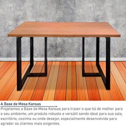 Base de Mesa de Jantar Kansas para Tampos de Vidro Pedra e Madeira até 200cm X 100cm - Preta - 2