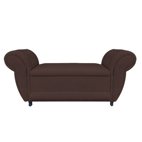 Recamier com Baú Grécia Namoradeira Calçadeira 195cm Suede D'Rossi - Marrom