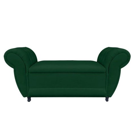 Recamier com Baú Grécia Namoradeira Calçadeira 195cm Suede D'Rossi - Verde