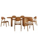 Ver imagem 2 de Conjunto Mesa 180cm x 80cm Tampo MDF Canto Copo 6 Cadeiras Celeste Marrom/Off White/Imbuia