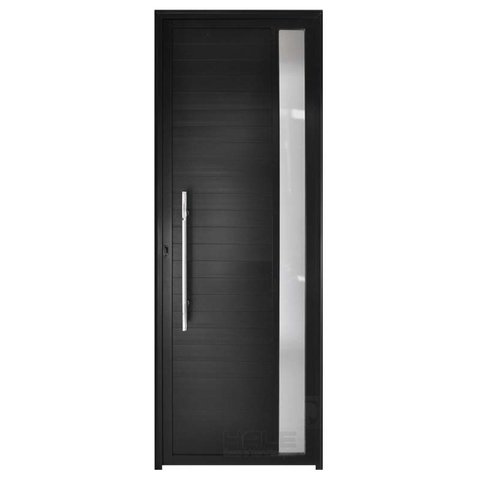 Porta Lambril de Alumínio Preto com Visor e Puxador Hale Esquadrias - Lado Direito 2.10a X 0.90l