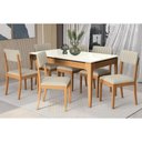 Ver imagem 1 de Mesa Cozinha Kappesberg Mira Premium Madeira Maciça C/ Tampo Madeirado C/ Vidro 160x90cm e 6