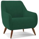 Ver imagem 1 de Poltrona Decorativa Fixa Pés de Madeira Paloma D02 Veludo Verde B-303 - Lyam Decor