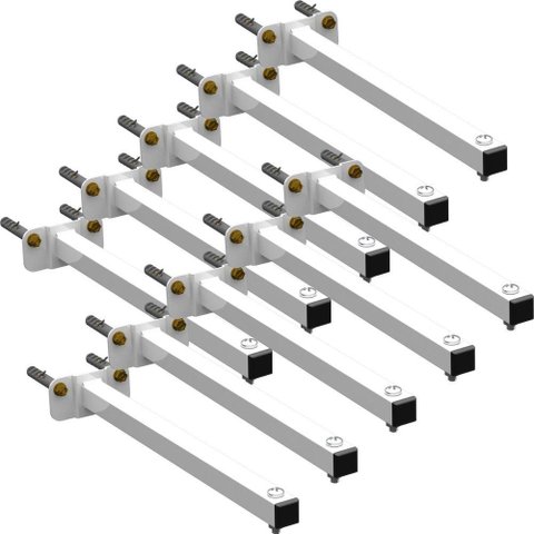 10 Suportes Refletor Base Reta Braço 60 Cm 10 Cjts - Branco