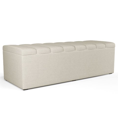 Calçadeira Recamier Baú para Cama de Casal Dália 140x50 Cm W01 Linho Champagne - Lyam Decor