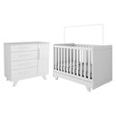 Ver imagem 1 de Jogo de Quarto Infantil Retrô Cômoda e Berço Branco Brilho - Móveis Peroba