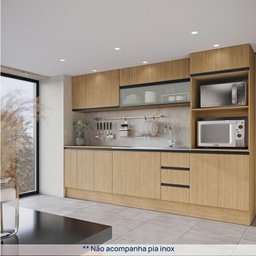 Cozinha Modulada 8 Peças 4 Aéreos 3 Balcões 1 Torre Quente Nara CabeCasa MadeiraMadeira - 3