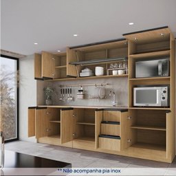 Cozinha Modulada 8 Peças 4 Aéreos 3 Balcões 1 Torre Quente Nara CabeCasa MadeiraMadeira - 6