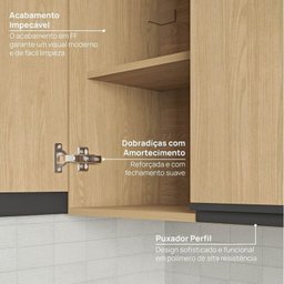 Cozinha Modulada 8 Peças 4 Aéreos 3 Balcões 1 Torre Quente Nara CabeCasa MadeiraMadeira - 10