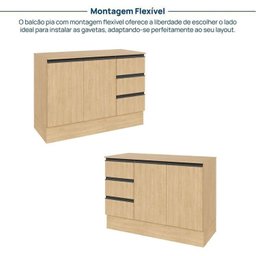 Cozinha Modulada 8 Peças 4 Aéreos 3 Balcões 1 Torre Quente Nara CabeCasa MadeiraMadeira - 16