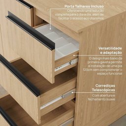 Cozinha Modulada 8 Peças 4 Aéreos 3 Balcões 1 Torre Quente Nara CabeCasa MadeiraMadeira - 17