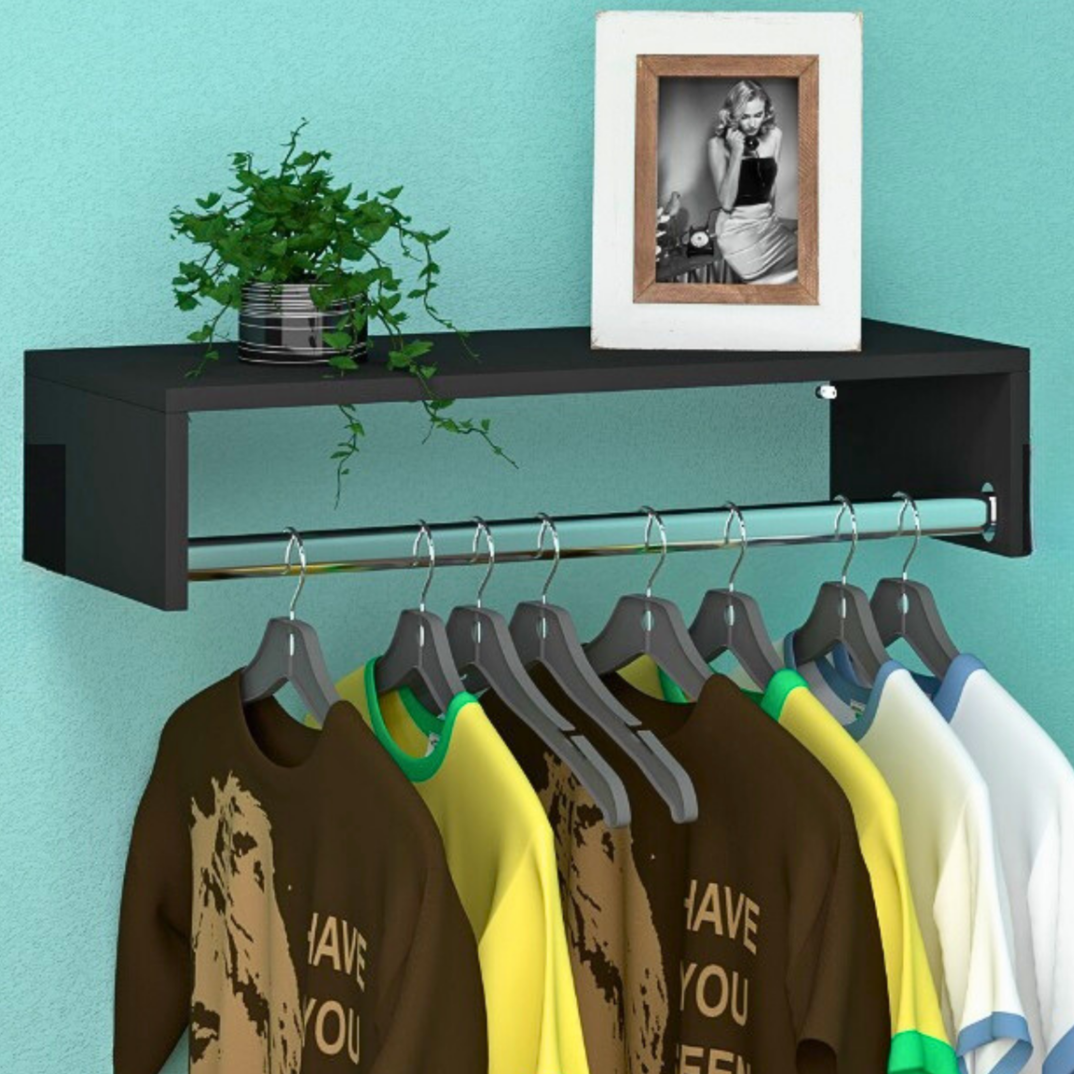 Cabideiro Arara de Parede 60 Cm Organizador de Roupas Multiuso Quarto Closet - 5