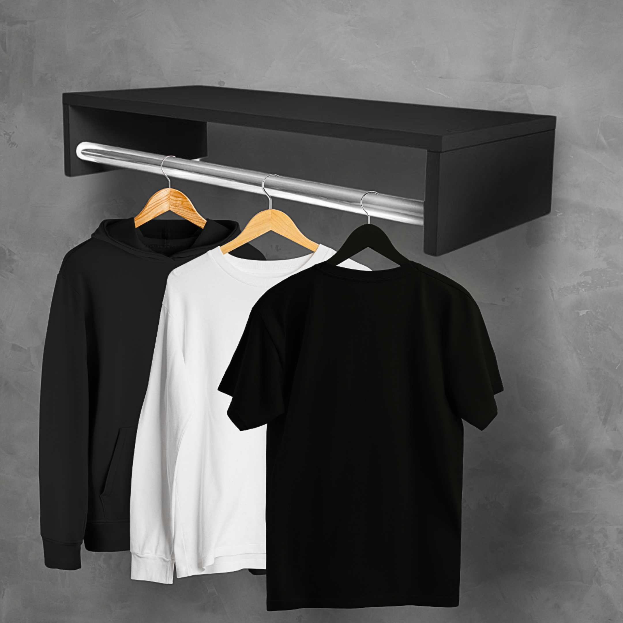 Cabideiro Arara de Parede 60 Cm Organizador de Roupas Multiuso Quarto Closet - 4