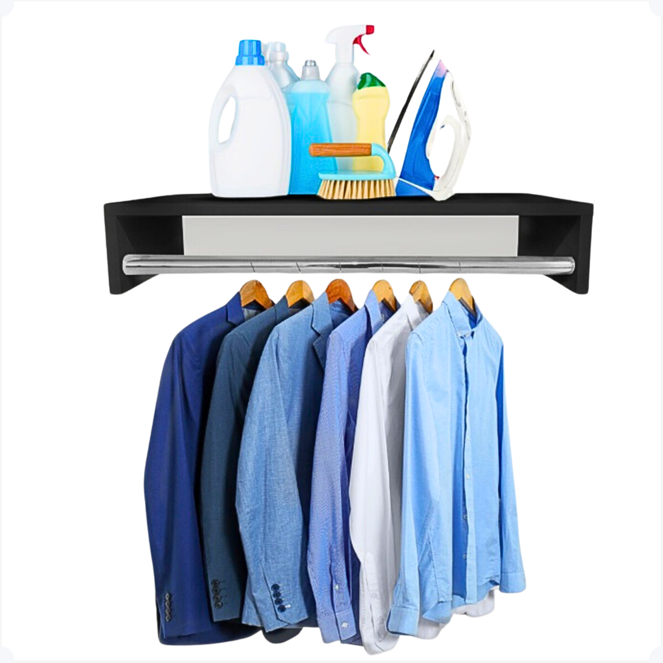 Cabideiro Arara de Parede 60 Cm Organizador de Roupas Multiuso Quarto Closet - 2