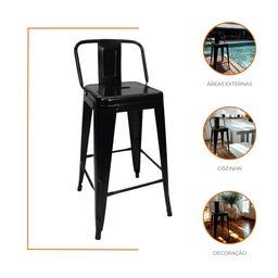 Cadeira Banqueta Oficial Iron Tolix - 4 - Banqueta Alta Iron Tolix com Encosto - 4