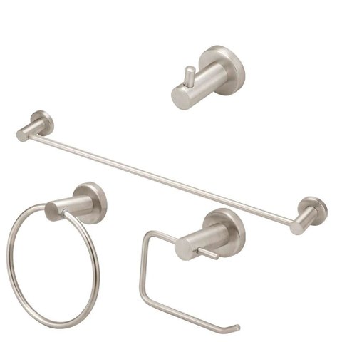 Kit Acessórios Banheiro Completo Inox Escovado 4 Peças