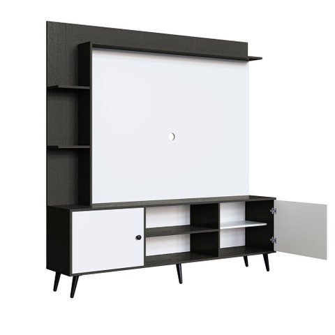 Rack com Painel para Tv Retrô 2040 até 50 Polegadas Quiditá Branco com Grafite