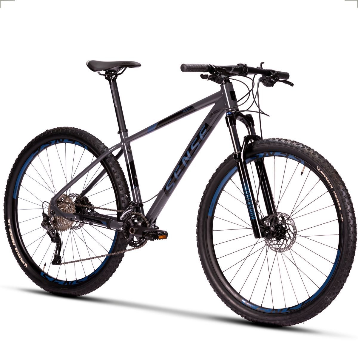 Bicicleta Mtb Aro 29 Sense Rock Evo 2023 Shimano Deore 2x10 Velocidades:Cinza Esc/Azul/15/Unissex
